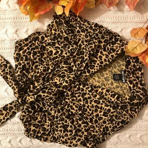 Cheetah print Hot Topic waist-tye Blouse